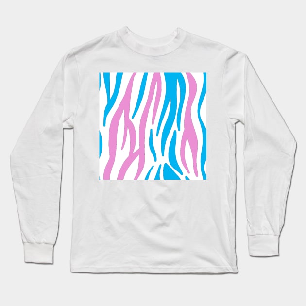 Pink and Blue Zebra Long Sleeve T-Shirt by ValinaMoonCreations